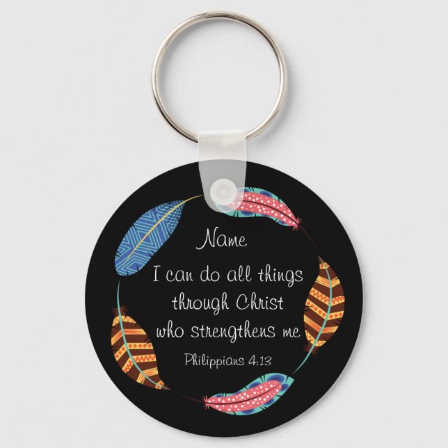 Bibelskript Filippinerna 4:13 Kristi styrka Nyckelring (Framsida)