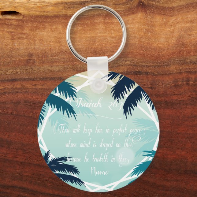 Bibelskript Isaiah 26:3 Nyckelring (Framsida)