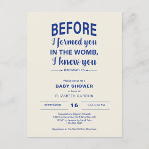 Bibelspråk Baby Shower Innan jag formade dig Livmo Vykort