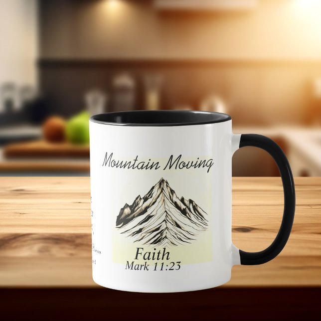 Bibelspråk Berg Flyttar Svart Tro Mark 11 Mugg ( Faith Mug)