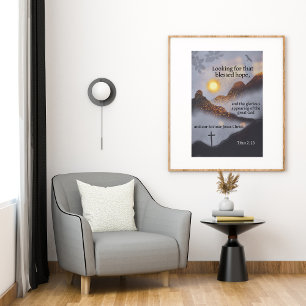 Bibelspråk Bergssolnedgång Poster