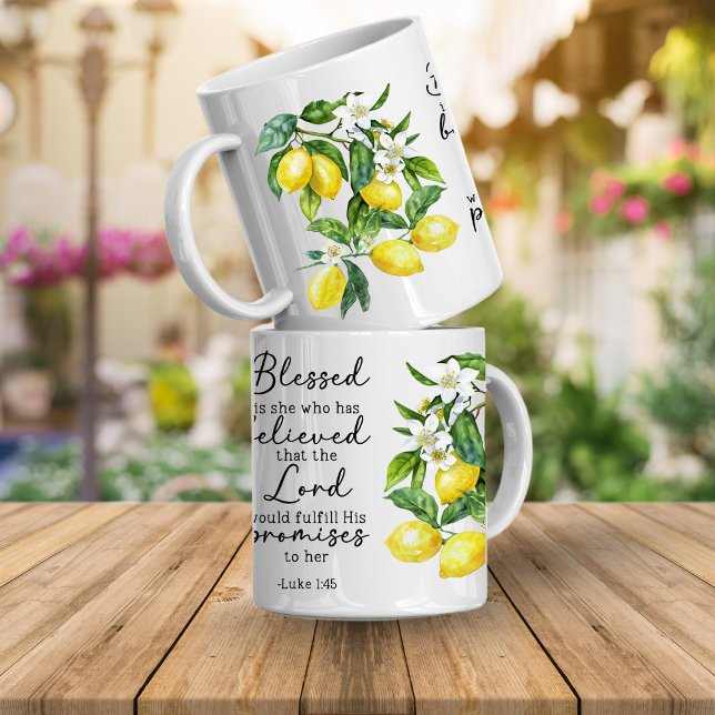 Bibelspråk Blommig Citron Mugg (Bible verse floral mugs that are inspirational faith scriptures that will encourage and inspire you)