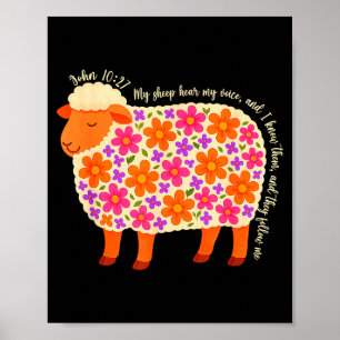 Bibelspråk Blommig Får Mina Får Hör Min Röst Re Poster