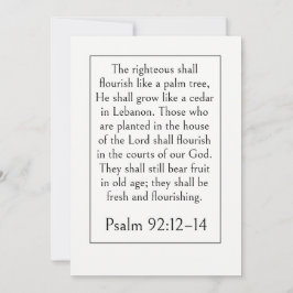 Bibelspråk för pension, Psalm 92:12-14 Skrift Inbjudningar