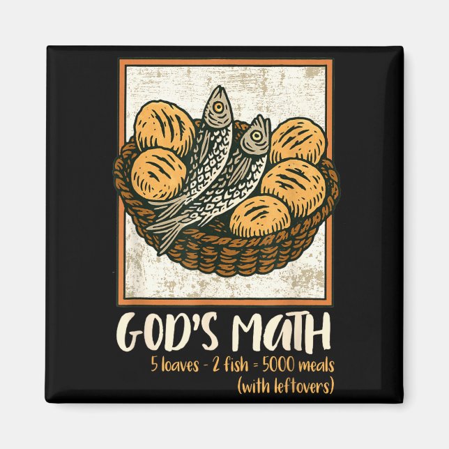 Bibelspråk Kristna Jesus Fiskar & Bröd Gå Magnet (Framsidan)