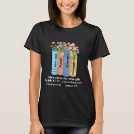 Bibelspråk om styrka, blommig bok älskare tro t shirt