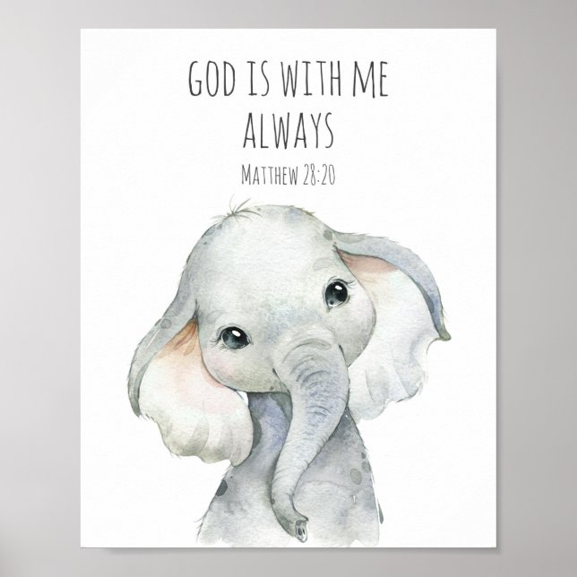 Bibelspråk Poster för Barn Gud är alltid med mig (Framsidan)