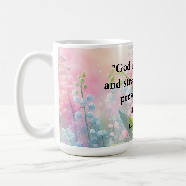 Bibelspråk Psaltaren typografi blomster vattenfärg Kaffemugg (Vänster)