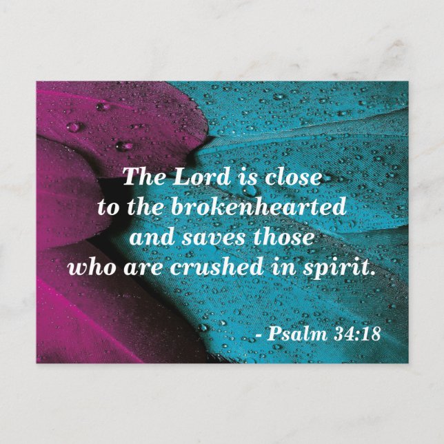 Bibelspråk vykort Psalm 34:18 Hjälplös (Framsida)