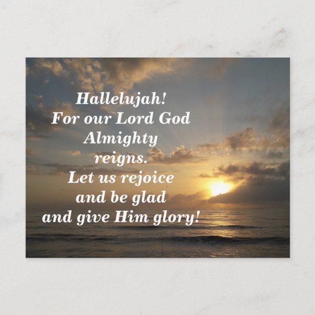 Bibelsvers Minneskort Uppenbarelseboken 19:6-7 Vykort (Framsida)