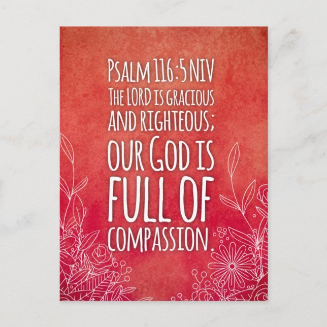 Bibelsvers Psalm 116:5 vykort (Framsida)