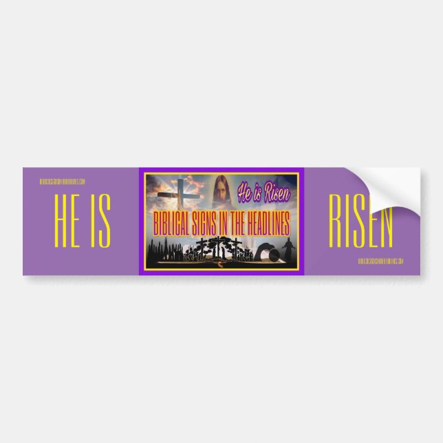 Bibeltecken "Han är RISEN" Bumper Sticker Bildekal (Framsidan)