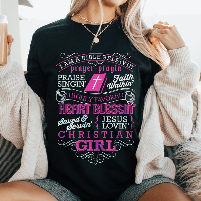 Bibeltroende kristen tjej religiös tro Jesus T Shirt (Skapare uppladdad)