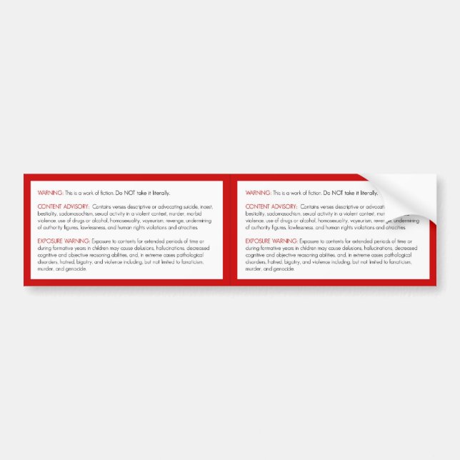 Bibelvarningsklistermärke Bildekal (Framsidan)