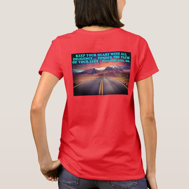 Bibelverb från Proverbs 4:23, 26. T Shirt (Baksida)