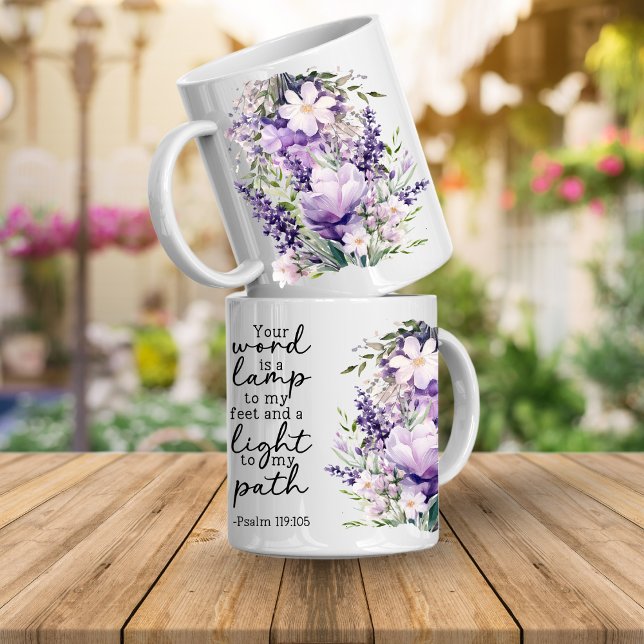 Bibelvers Ditt Ord Är Ett Ljus Kaffe Mugg (Bible verse floral mugs)