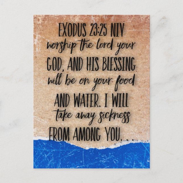 Bibelvers Exodus 23:25 vykort (Framsida)