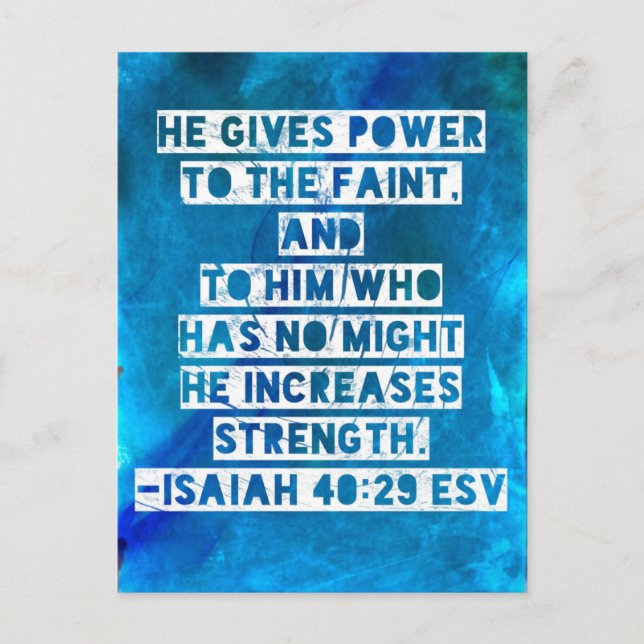 Bibelvers Isaiah 40:29 vykort (Framsida)