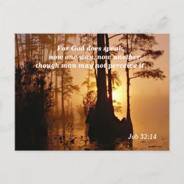 Bibelvers Job 33:14 Gud talar Vykort