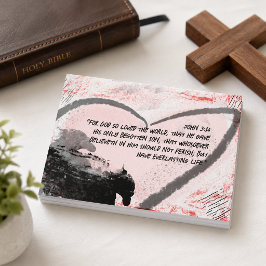 Bibelvers John 3:16 Grunge Hjärta Vykort