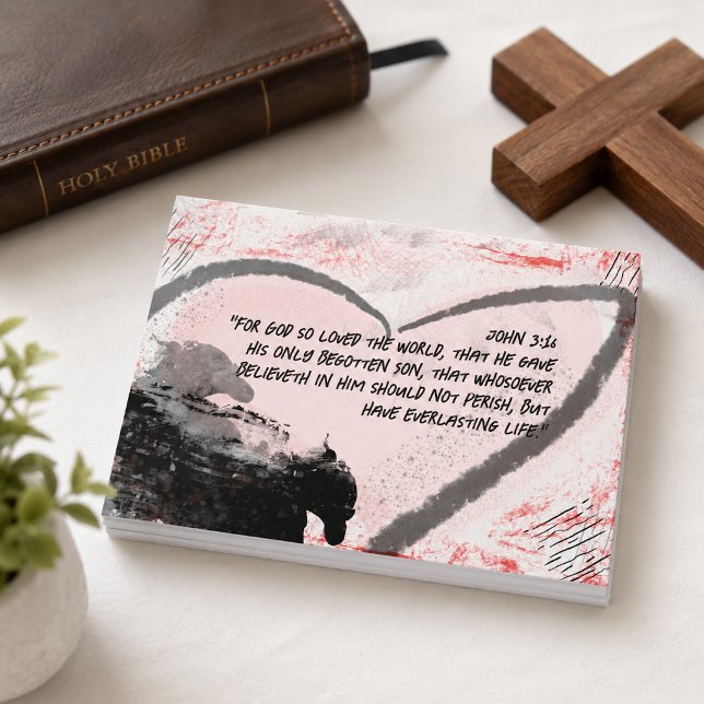 Bibelvers John 3:16 Grunge Hjärta  Vykort (Skapare uppladdad)