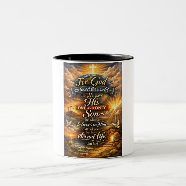 Bibelvers John 3:16 Kaffe Mugg  (Center)