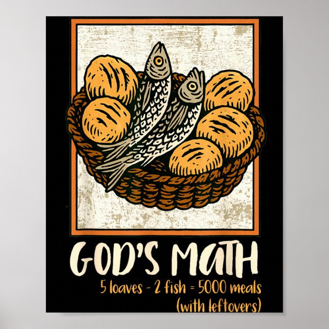 Bibelvers Kristna Jesus Fiskar & Bröd Gå Poster (Framsidan)