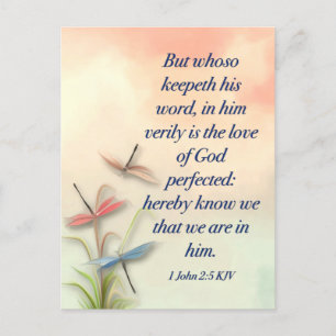 Bibelvers Matt 1 Johan 2:5 KJV vykort