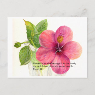 Bibelvers med blomman "Hibiscus" Vykort