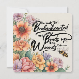 Bibelvers Notkort - 5,25 x 5,25 Psalm 147:3 Anteckningskort