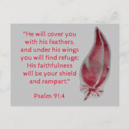 Bibelvers Postkort Psalm 91:4 Fjädrar Vykort