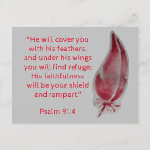 Bibelvers Postkort Psalm 91:4 Fjädrar Vykort