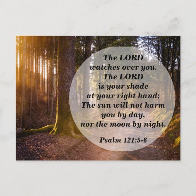 Bibelvers Psaltaren 121:5 Herren vakar över dig Vykort (Framsida)