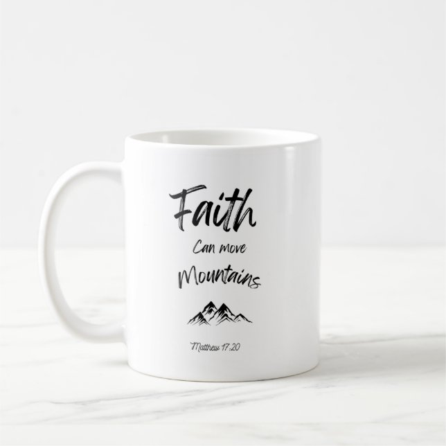 Bibelversa mugg - Faith kan flytta berg (Vänster)