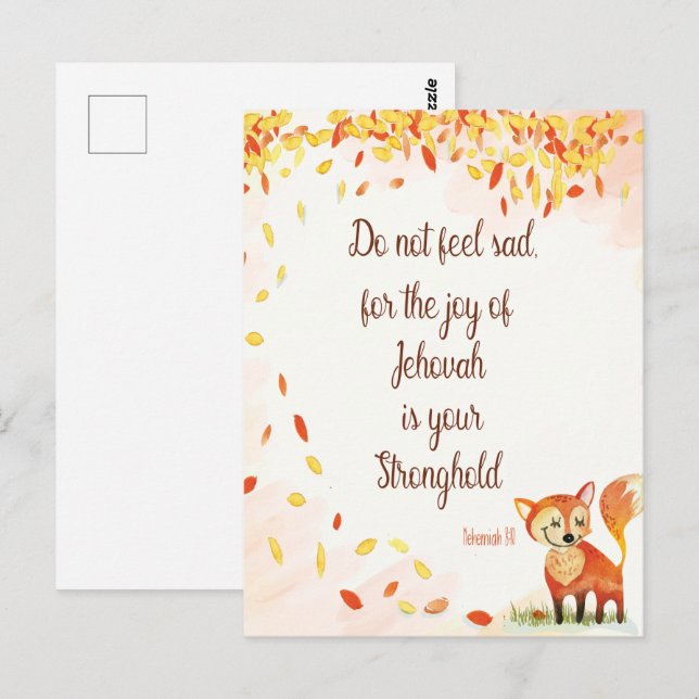 Bibelversa - Nehemiah 8:10 bärbar dator Vykort (Fram/baksida)