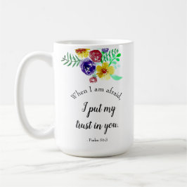 Bibelversa om rädsla Watercolor Flowers Faith Kaffemugg