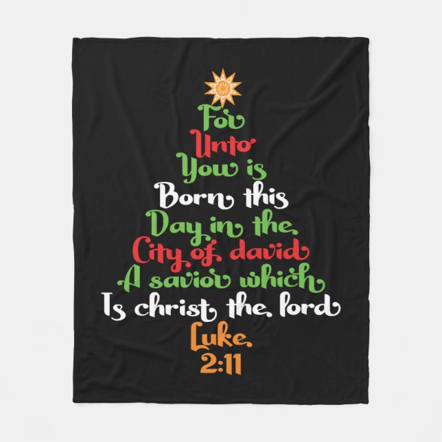 Bibelversa som Julgran julgiftidea Fleecefilt (Framsidan)