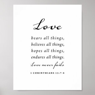Bibelverse 1 Corinthians 13:7-8 Poster