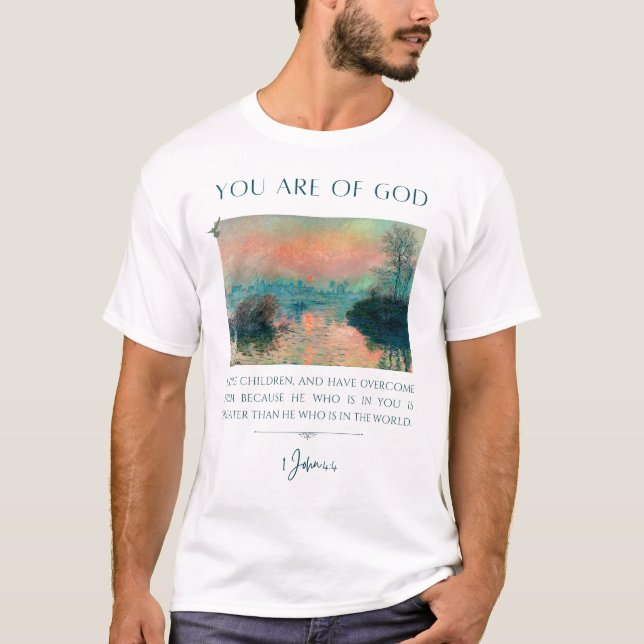 Bibelverse 1John 4:4 T Shirt (Framsida)