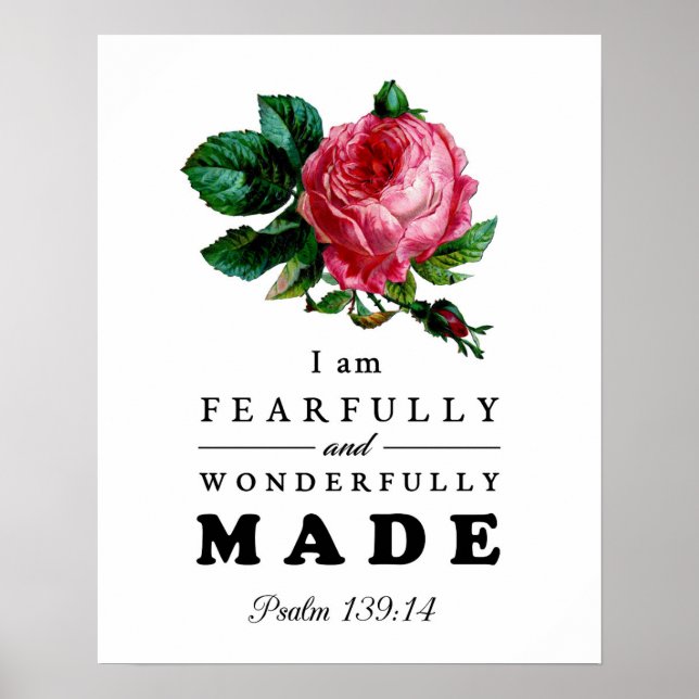 Bibelverse Fearully och Wonderfullt Made Ro Poster (Framsidan)