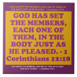 Bibelverse från 1 Corinthians12:18. Kakelplatta