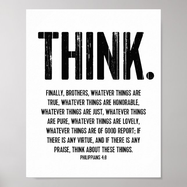 Bibelverse, inspirationspistorianer 4:8 poster (Framsidan)