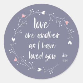 Bibelverse: Kärlek One Two (+ hjärtan) Runt Klistermärke