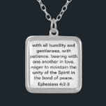BibelVerse om kärlek för giftermål eller bröllop Silverpläterat Halsband<br><div class="desc">Scripture om kärlek för giftermål eller bröllop från bibelverse "med all ödmjukhet och mildhet,  med patiens och att uthärda med ett ett annat förälskat,  ivrigt för att underhålla enheten av anden i förbindelsen av fred.  Ephesians 4:2 - 3", </div>