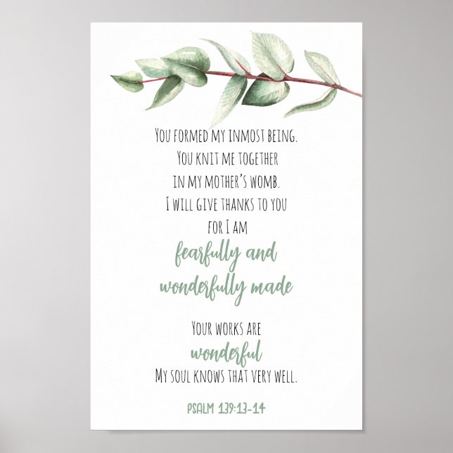Bibelverse Scripture Wall Art Grönt Eucalyptus Poster (Framsidan)