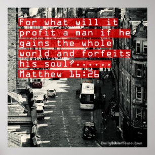BibelVerseaffisch - Matthew 16:26 Poster