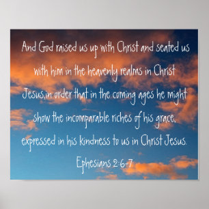 bibelverseEphesians 2:6 - 7 på en härlig himmel Poster