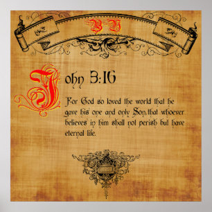 BibelVerseJohn 3:16 Poster