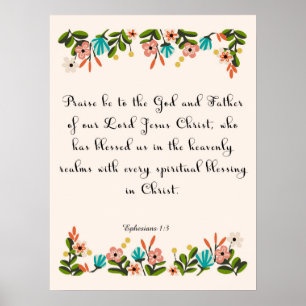 BibelVersekonst - Ephesians 1:3 Poster
