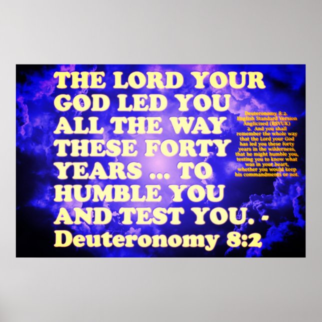 Bibelversen från Deuteronomy 8:2. Poster (Framsidan)